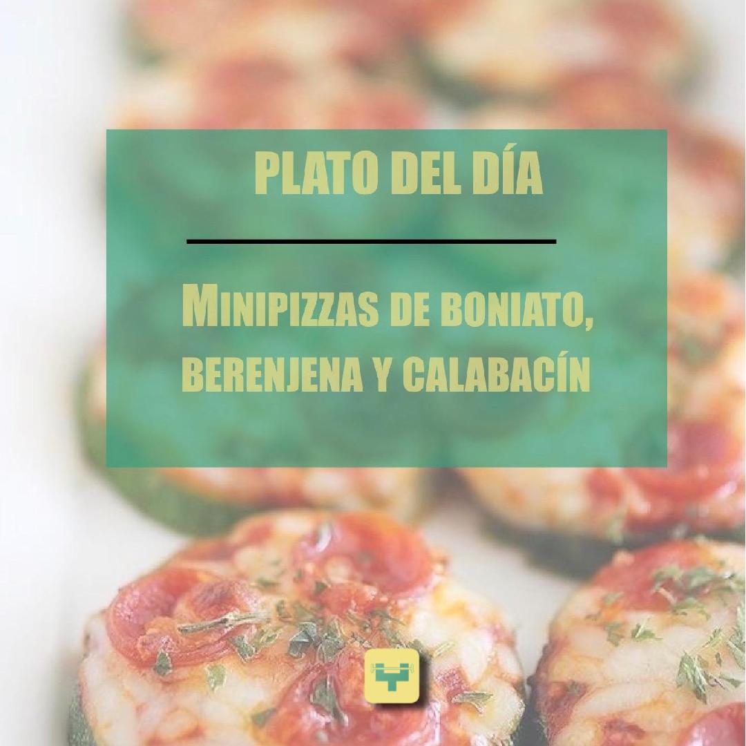 Minipizzas de boniato, berenjena y calabacín.